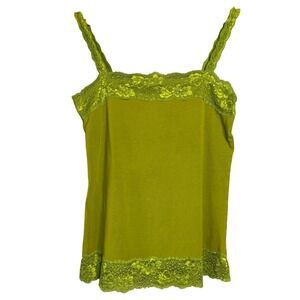 Coldwater Creek Womens Tank Top Green‎ Lace Trim Cami Summer Casual Fairy Y2K